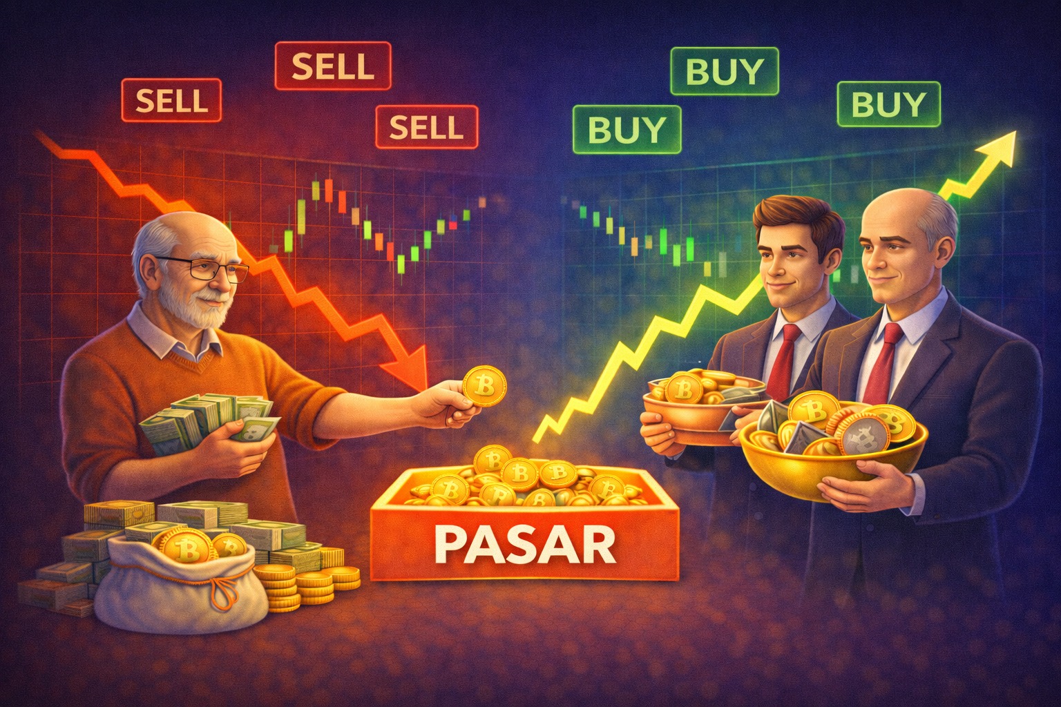 Institusional Jadi Penadah Para “Pemegang Lawas” di Pasar Kripto Selama 2025, Benarkah?