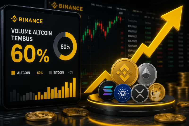 Volume Altcoin di Binance Tembus 60 Persen, Bitcoin Meredup?